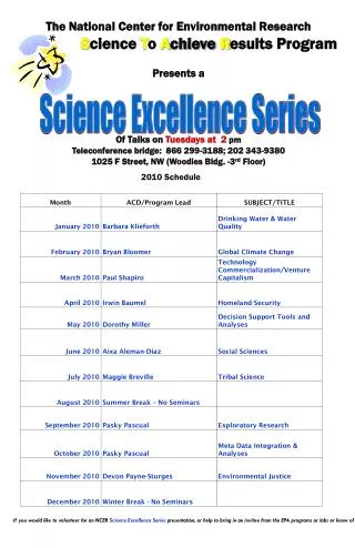 Science Excellence Series