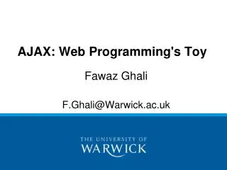 AJAX: Web Programming's Toy