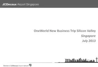 OneWorld New Business Trip Silicon Valley Singapore July 2013