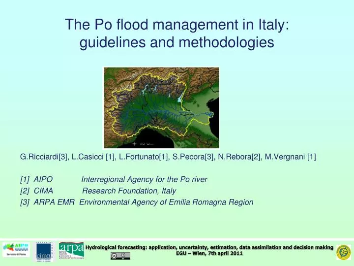 the po flood management in italy guidelines and methodologies