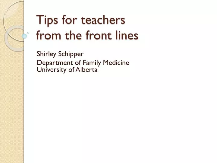 tips for teachers from the front lines