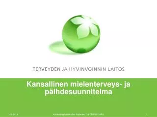 kansallinen mielenterveys ja p ihdesuunnitelma