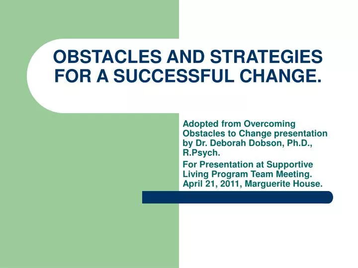 obstacles and strategies for a successful change