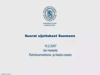 suorat sijoitukset suomeen