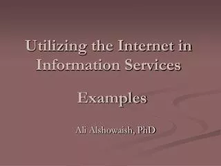 Utilizing the Internet in Information Services
