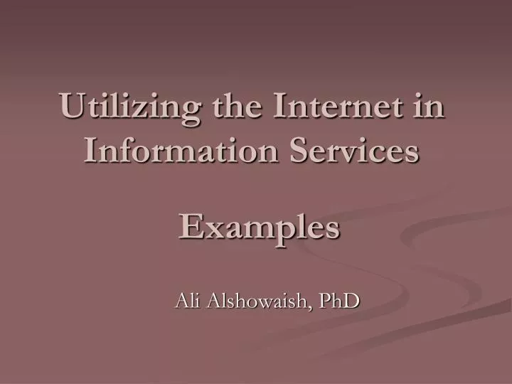 utilizing the internet in information services
