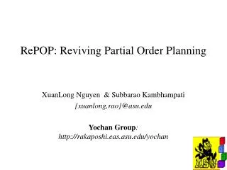 RePOP: Reviving Partial Order Planning