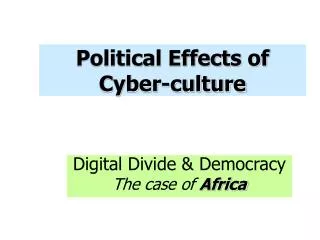 Political Effects of Cyber-culture