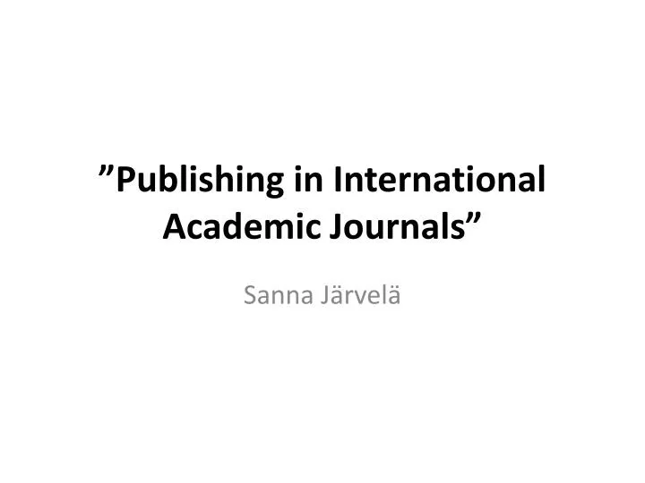 publishing in international academic journals
