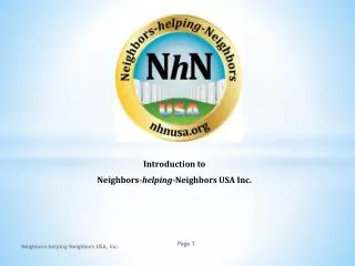 Introduction to Neighbors- helping -Neighbors USA Inc.