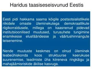 haridus taasiseseisvunud eestis