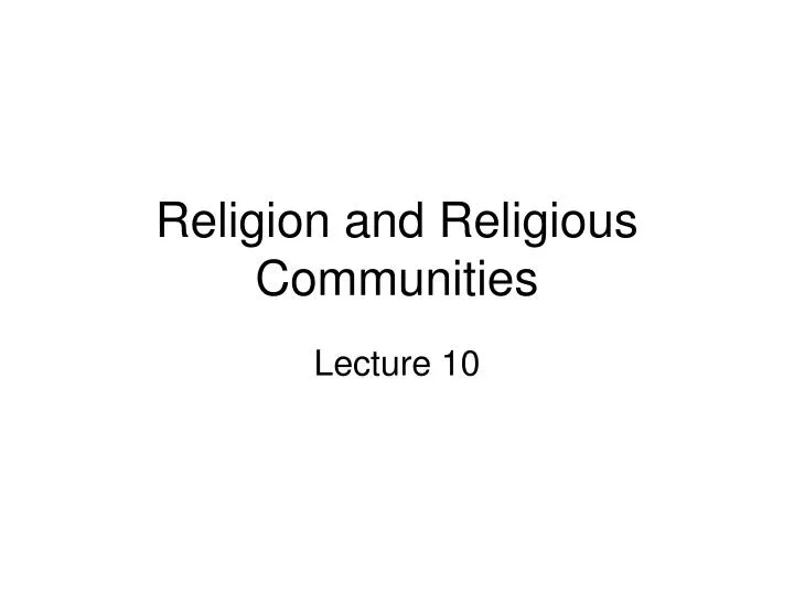religion and religious communities