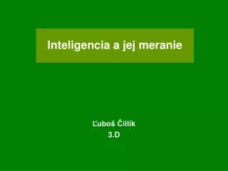 inteligencia a jej meranie