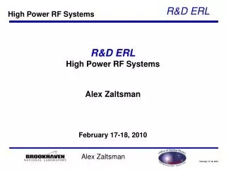 R&amp;D ERL High Power RF Systems