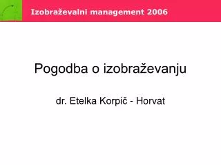 pogodba o izobra evanju