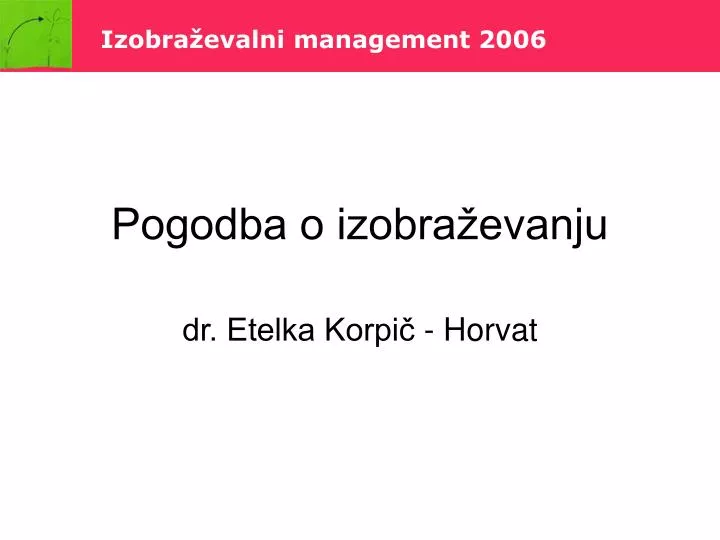 pogodba o izobra evanju