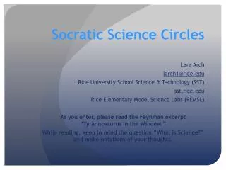 Socratic Science Circles