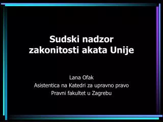 sudski nadzor zakonitosti akata unije