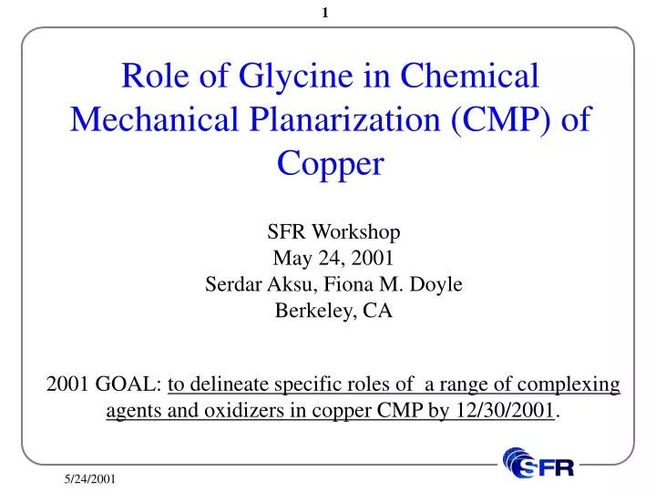 role of glycine in chemical mechanical planarization cmp of copper