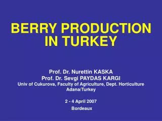 BERRY PRODUCTION IN TURKEY Prof. Dr. Nurettin KASKA Prof. Dr. Sevgi PAYDAS KARGI