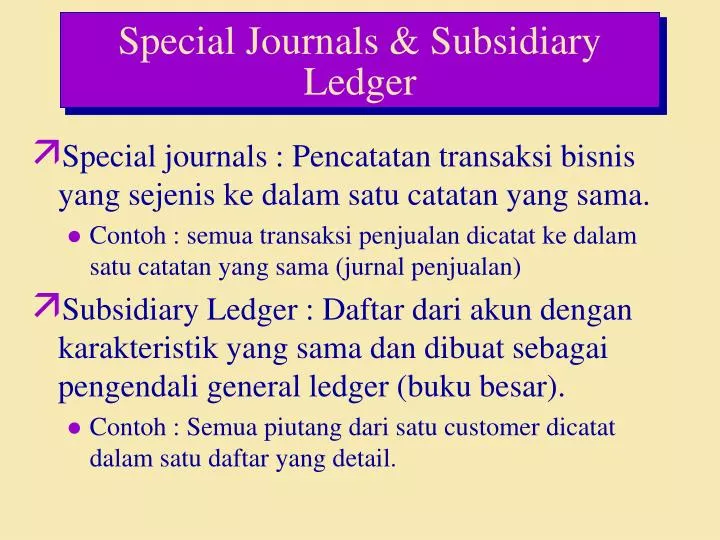 special journals subsidiary ledger