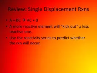 Review: Single Displacement Rxns