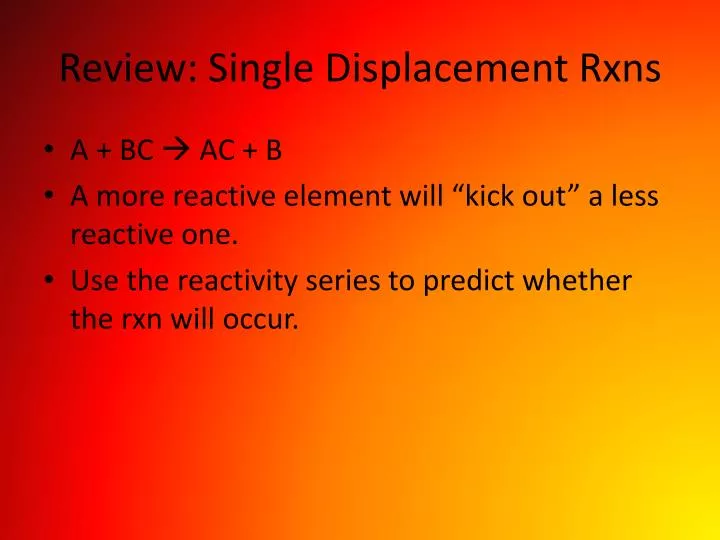 review single displacement rxns