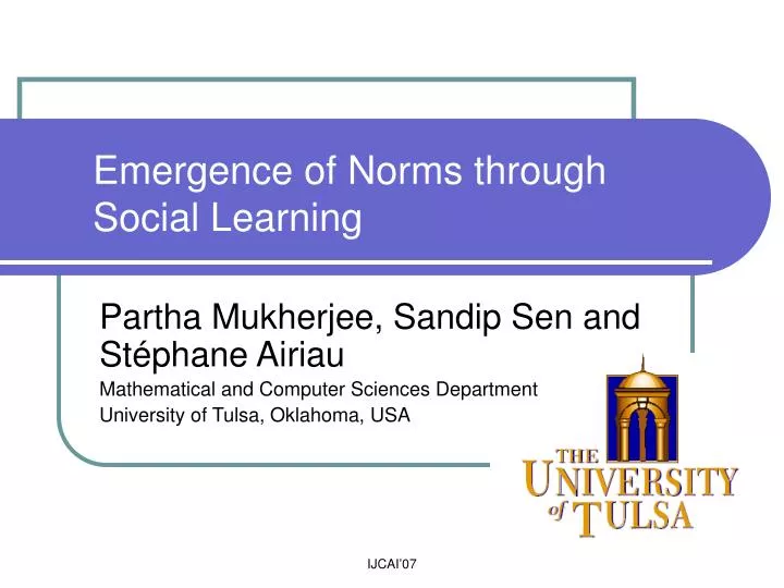 emergence of norms through social learning