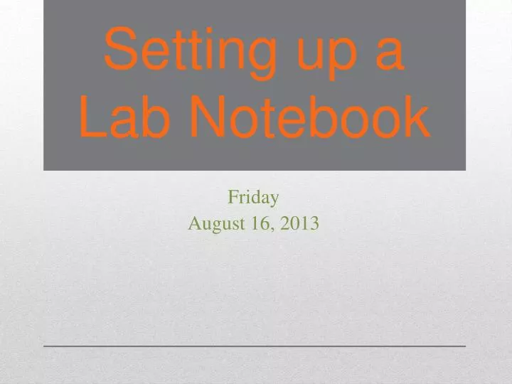 setting up a lab notebook