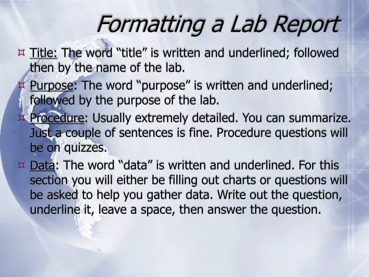 formatting a lab report