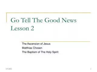 Go Tell The Good News Lesson 2