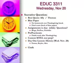 EDUC 3311 Wednesday, Nov 20