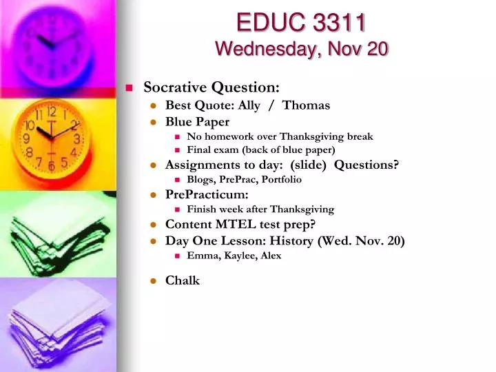 educ 3311 wednesday nov 20