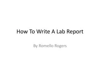 How To Write A Lab Report