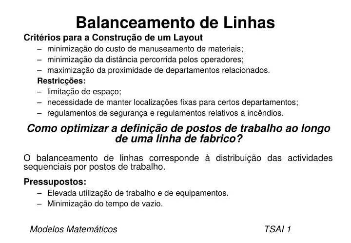 balanceamento de linhas