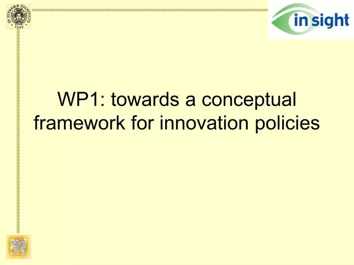 wp1 towards a conceptual framework for innovation policies