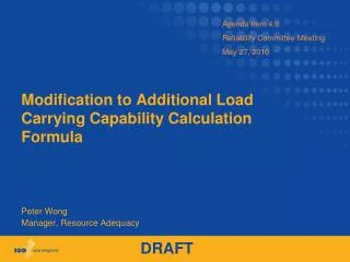 Modification to Additional Load Carrying Capability Calculation Formula
