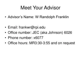 Meet Your Advisor