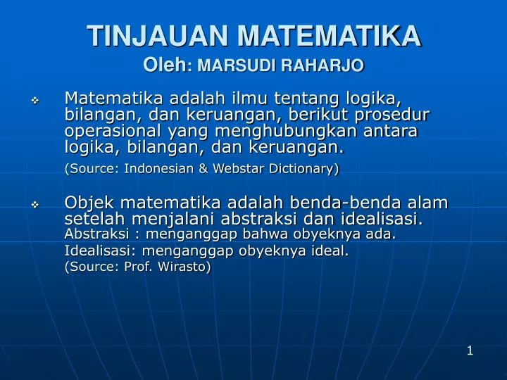 tinjauan matematika oleh marsudi raharjo