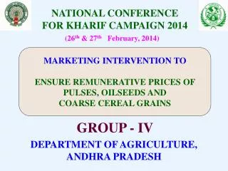 NATIONAL CONFERENCE FOR KHARIF CAMPAIGN 2014