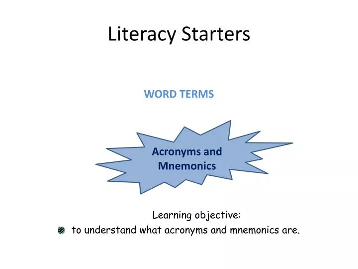 literacy starters