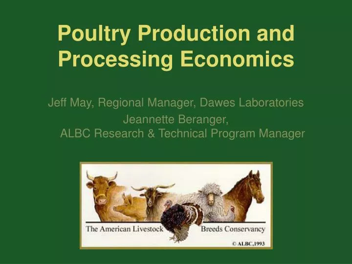 poultry production and processing economics