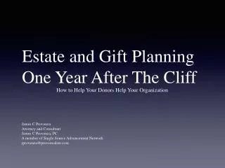 Estate and Gift Planning One Year After The Cliff