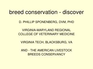 breed conservation - discover