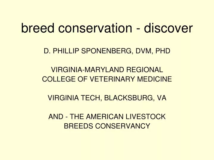 breed conservation discover