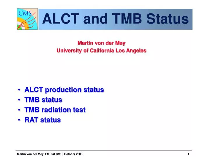 alct and tmb status