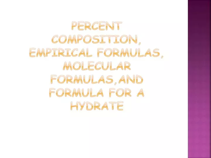 percent composition empirical formulas molecular formulas and formula for a hydrate