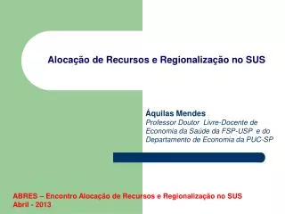 aloca o de recursos e regionaliza o no sus