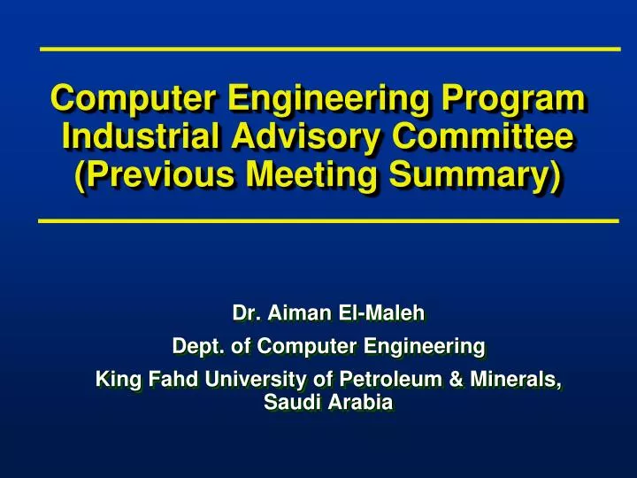 computer engineering program industrial advisory committee previous meeting summary