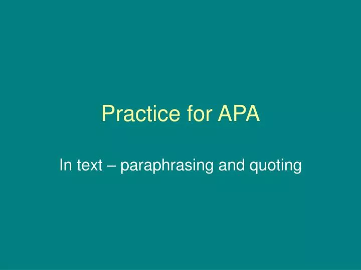 practice for apa